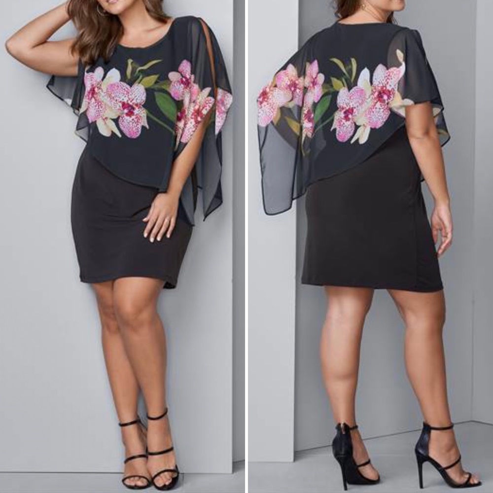Floral Asymmetrical Overlay Sleeveless Dress